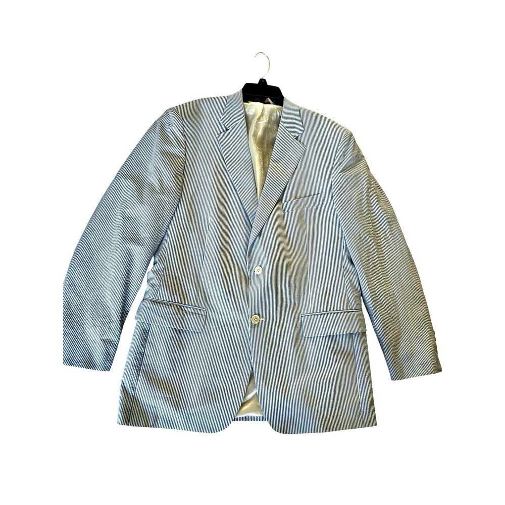 Brooks Brothers Madison Fit Blue Seersucker Blazer, Preppy Country Club 42L
